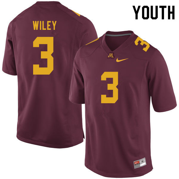 Youth #3 Cam Wiley Minnesota Golden Gophers College Football Jerseys Sale-Maroon